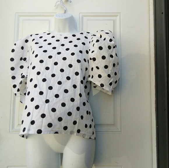 Pixie Market Roma Polkadot Balloon Sleeve Top - Picture 5 of 7